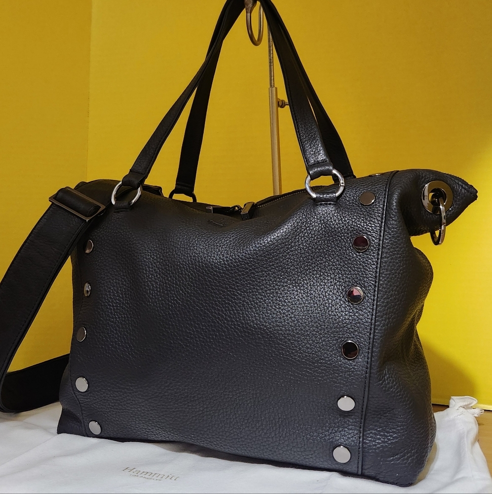 Hammitt Daniel Large Leather Tote Bag - Black Gunmetal